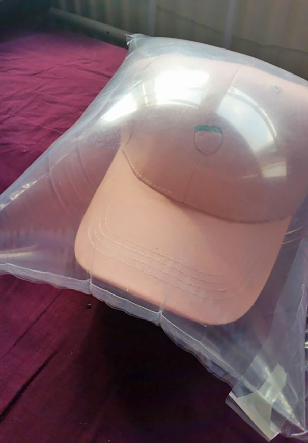 I Bought A Hat Online And It Came In A Bag Of Air To Prevent It From Getting Creased