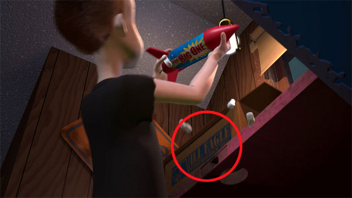 In The Original Toy Story Cid's Rocket Was Ordered From "Ill Eagle Fireworks"