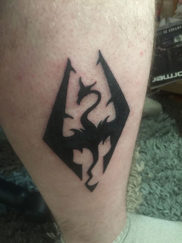 Always Wanted A Tattoo Of A Dragon, And Skyrim Got Me Through Quitting Heroin In 2011 And Helped Me Stay Clean. I'm Super Happy I Finally Did It