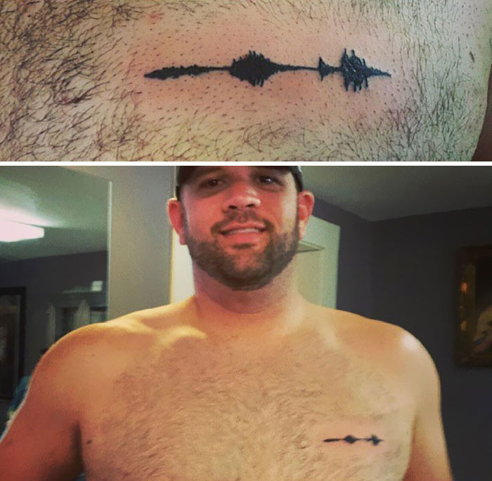 His Son Died Of Sids Last Year, And Got A Waveform Tattoo Of His Sons Laugh