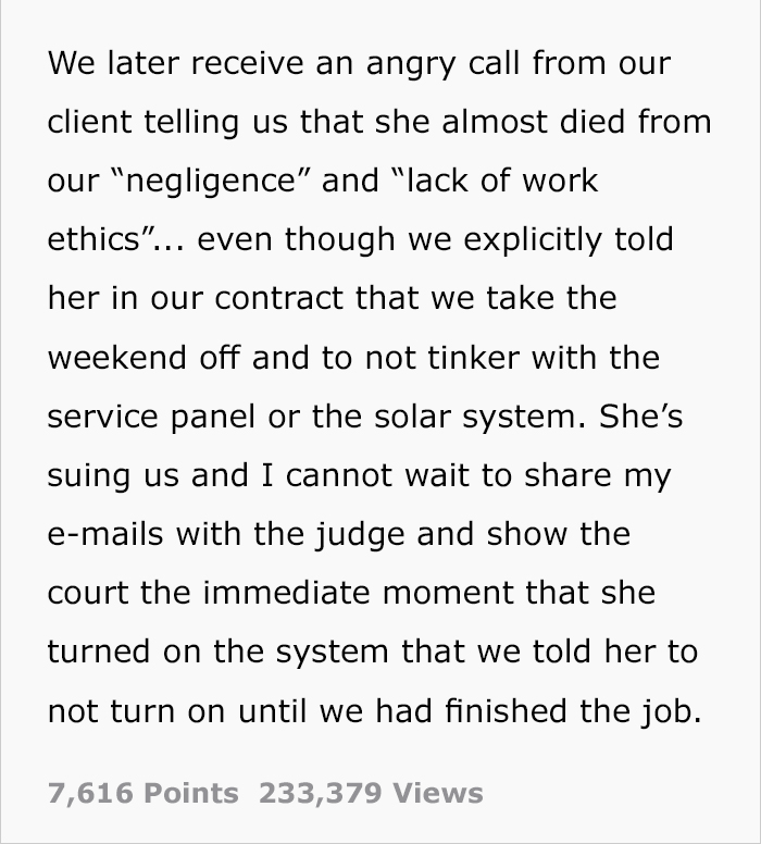 Woman Tells Her Electrician She's Right Because She's Rich, And It Backfires Horribly