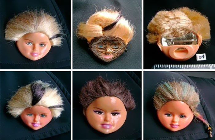 Severed Barbie Face Pins