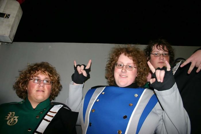 When My High School Marching Band Was Performing At The Liberty Bowl And I Ran Into Two Guys Who Looked Vaguely Like Me (I'm In The Middle)