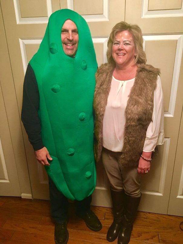 Mom And Dad Before Their Halloween Party. He's A Dill Pickle. She's A Female Deer. Together They're A "Dill-Doe." And Also My Heroes