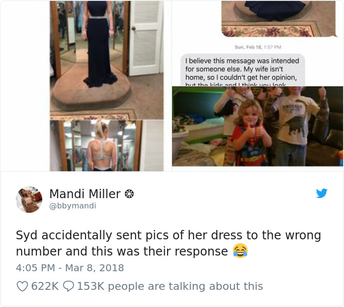 Woman Accidentally Texts Wrong Number Asking For Advice On Dress, Doesn't Expect To Change This Boy's Life