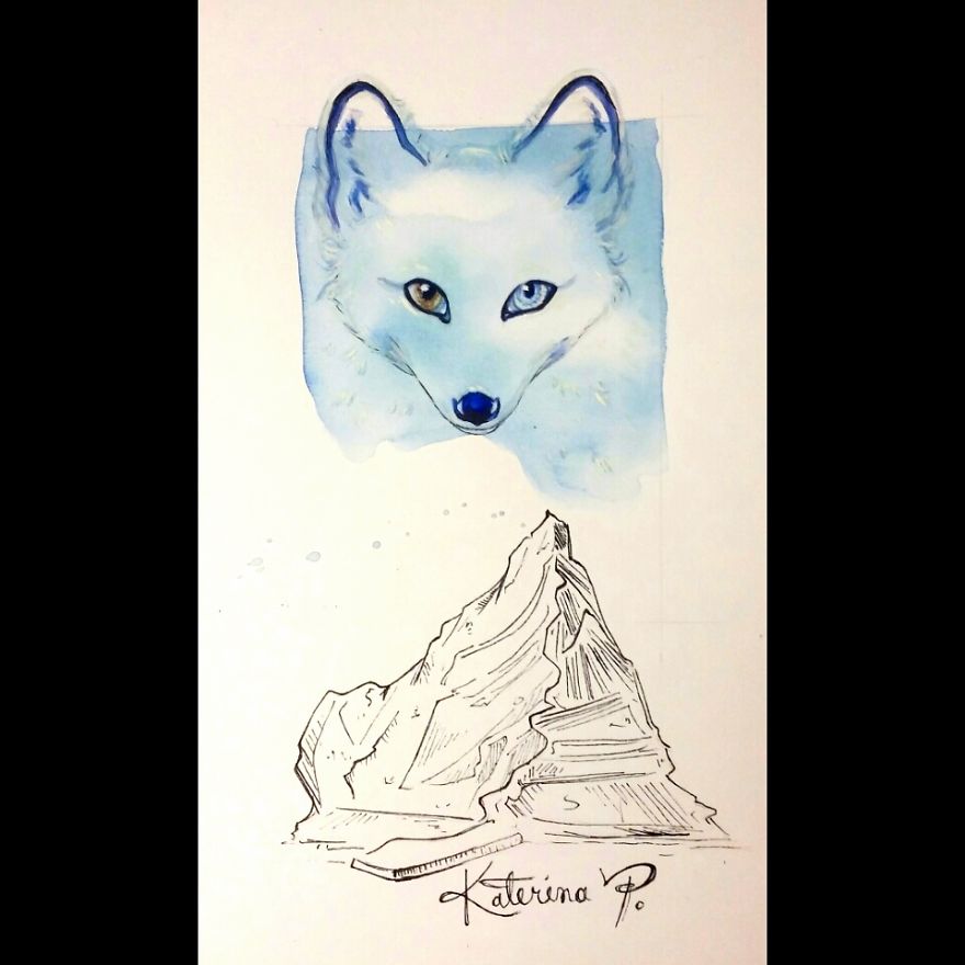 Canadian Artist Creates Adorable Animal Art Using Ink And Watercolor, And It Will Absolutely Melt Your Heart