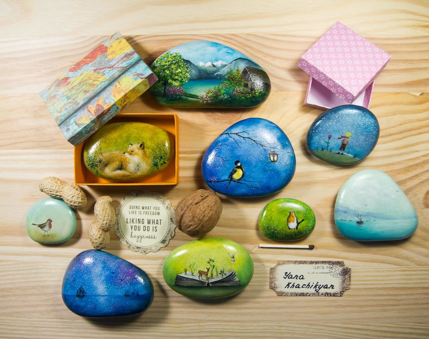 I Create Fairy Worlds Of Miniature Paintings On Stones