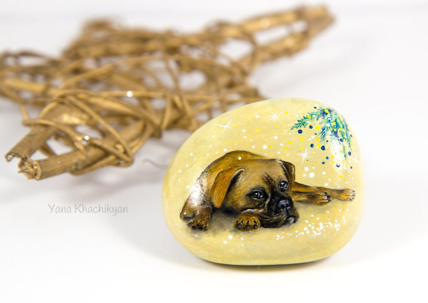 I Paint Miniature Pet Portraits On Stones Which Touch My Heart Every Single Time