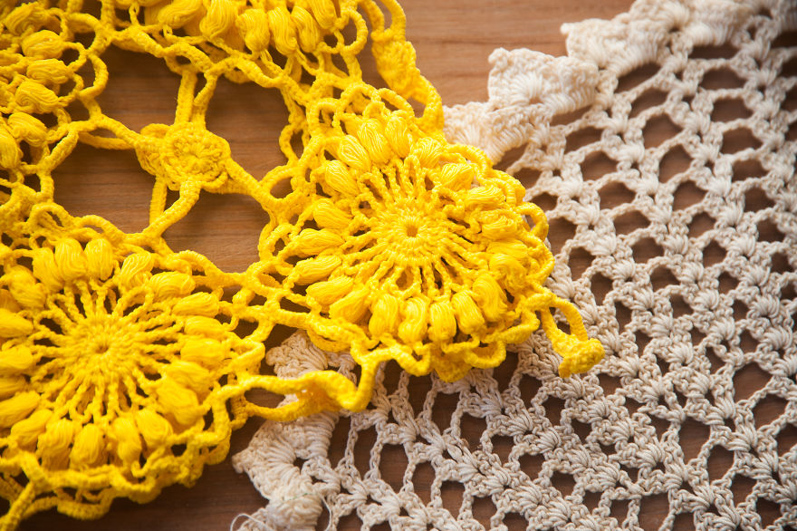 I Dyed A Gross Doilie With Turmeric And Made An Adorable, Reusable Produce Bag.