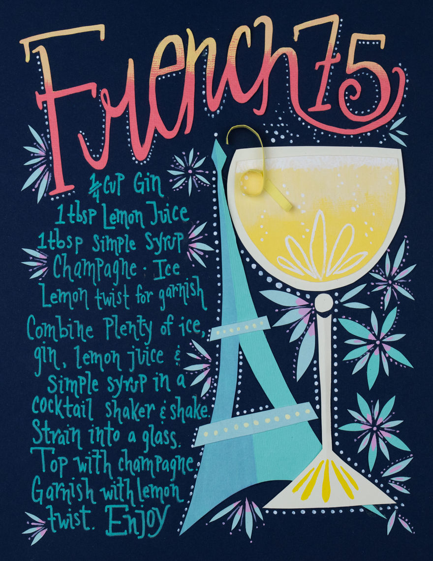 I Illustrated 50 Classic Cocktails From Cut Paper, And Made A Book