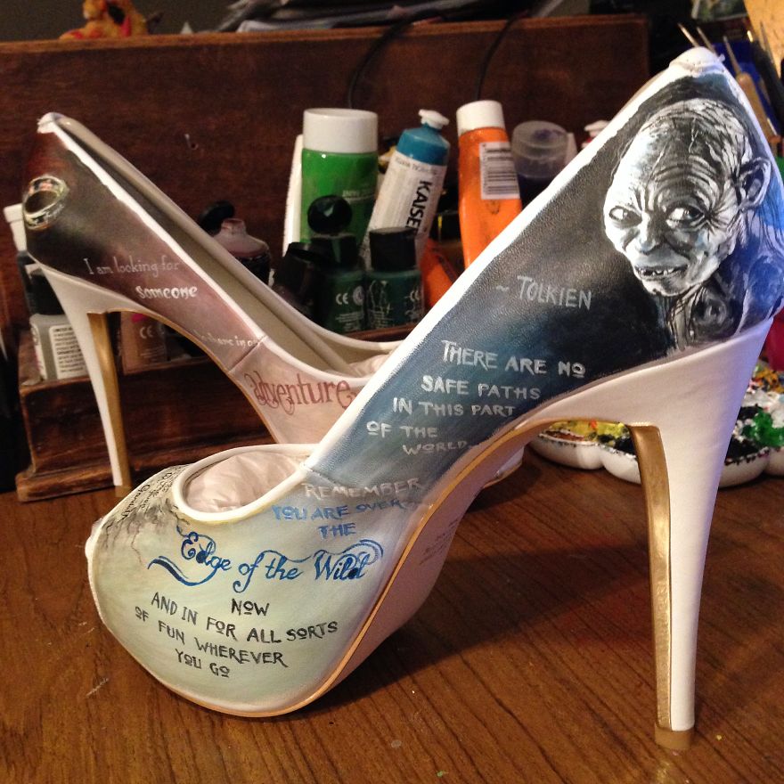 I Painted LOTR Characters On A Pair Of Boring White Heels
