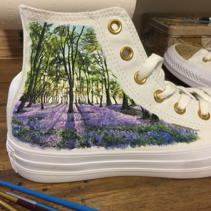I Painted Beautiful Scenes From The Natural World On A Pair Of Converse