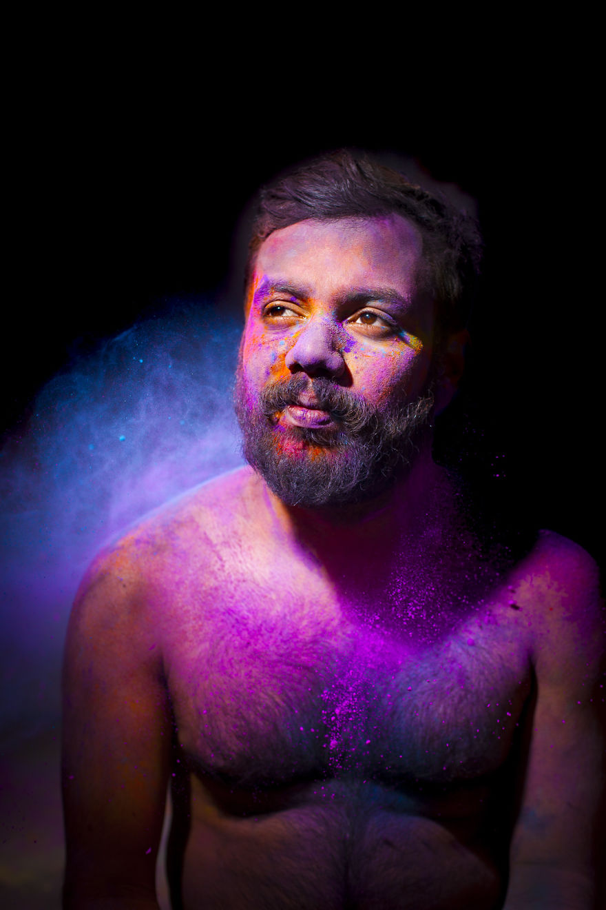 Got Bored Of Regular Holi Portraits So I Took Out My Camera To Play With Light