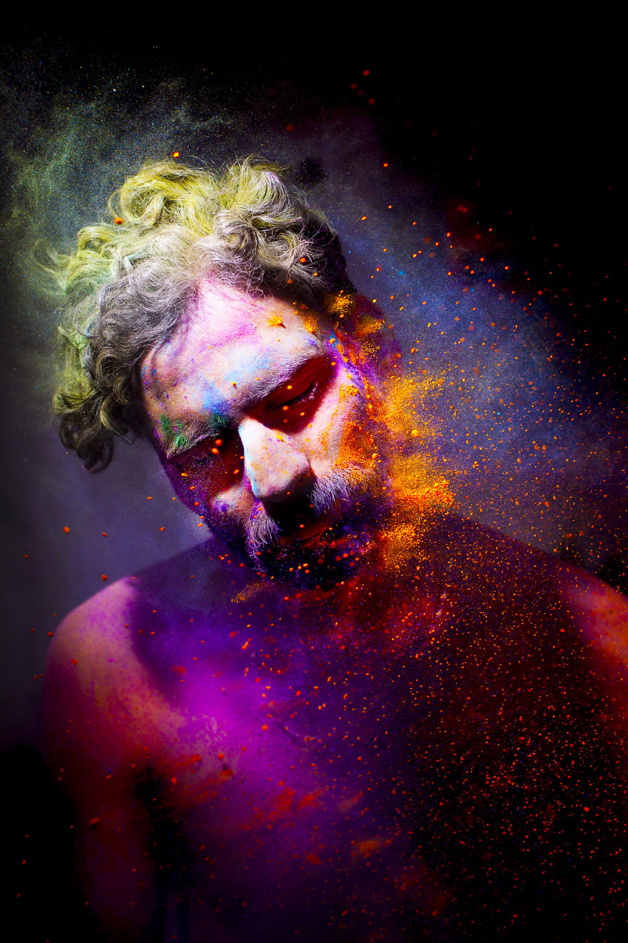 Got Bored Of Regular Holi Portraits So I Took Out My Camera To Play With Light