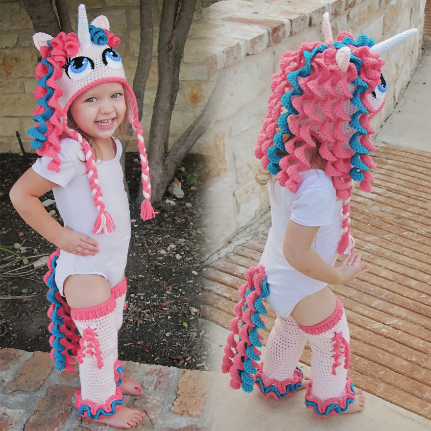 Crochet Unicorn Hat, Tail & Leggings