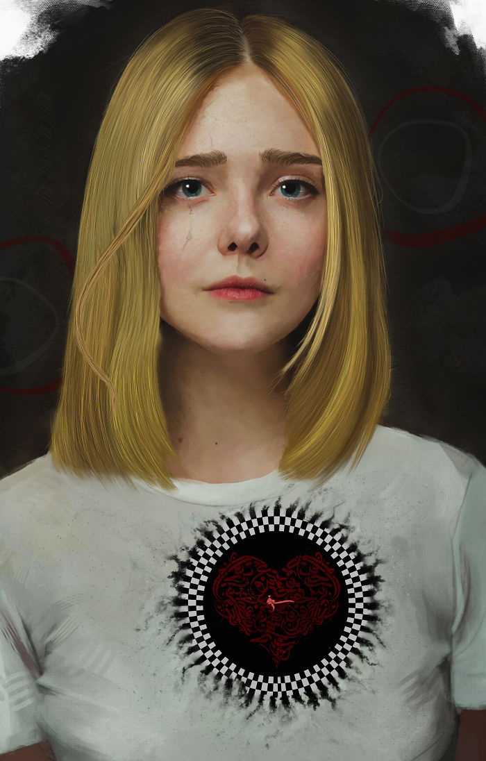 Digital painting of a blonde woman with tears, expressing emotion and coping with depression through art.