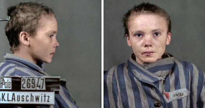Esta artista ha colorizado las fotos de una chica polaca de 14 años en Auschwitz, y te darán escalofríos
