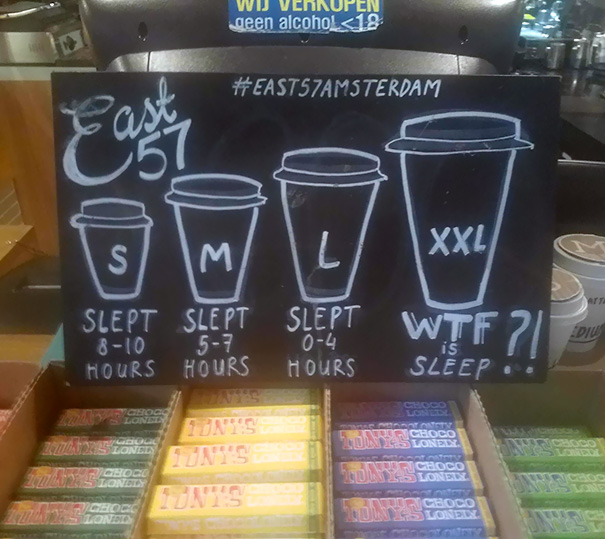 Coffee Shop Drink Sizes Based On How Much Sleep You Had Last Night