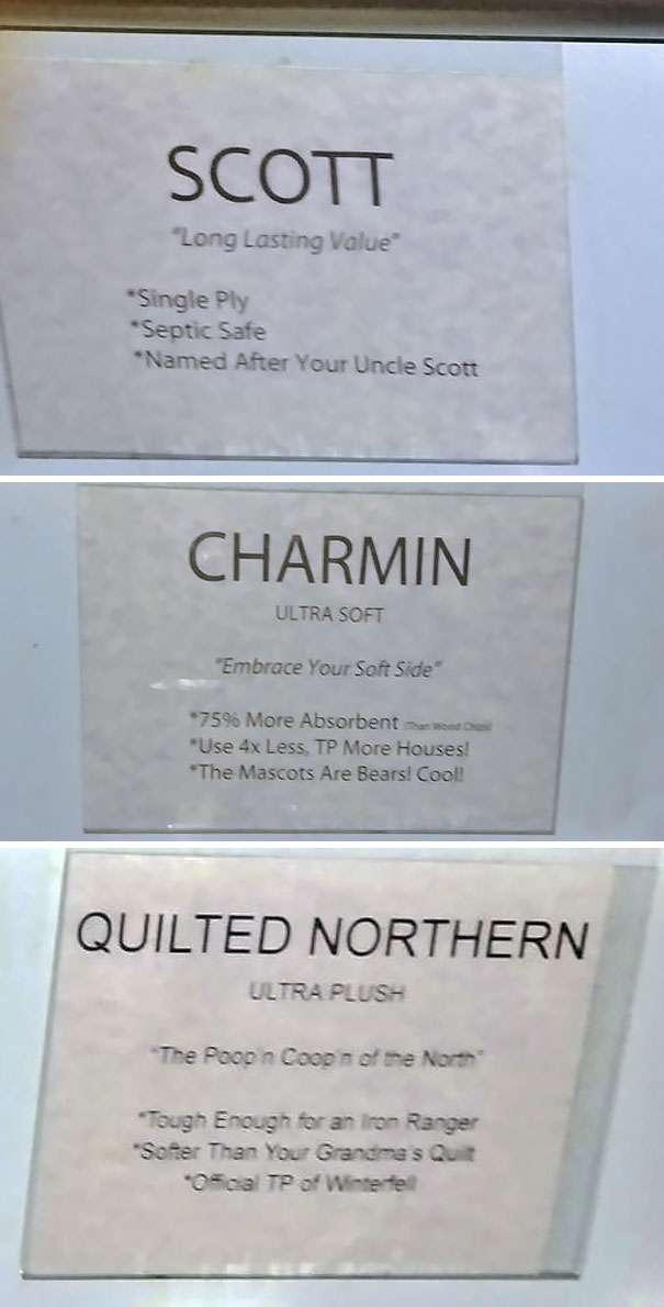 This Coffee Shop Provides Toilet Paper Options Along With Their Profiles