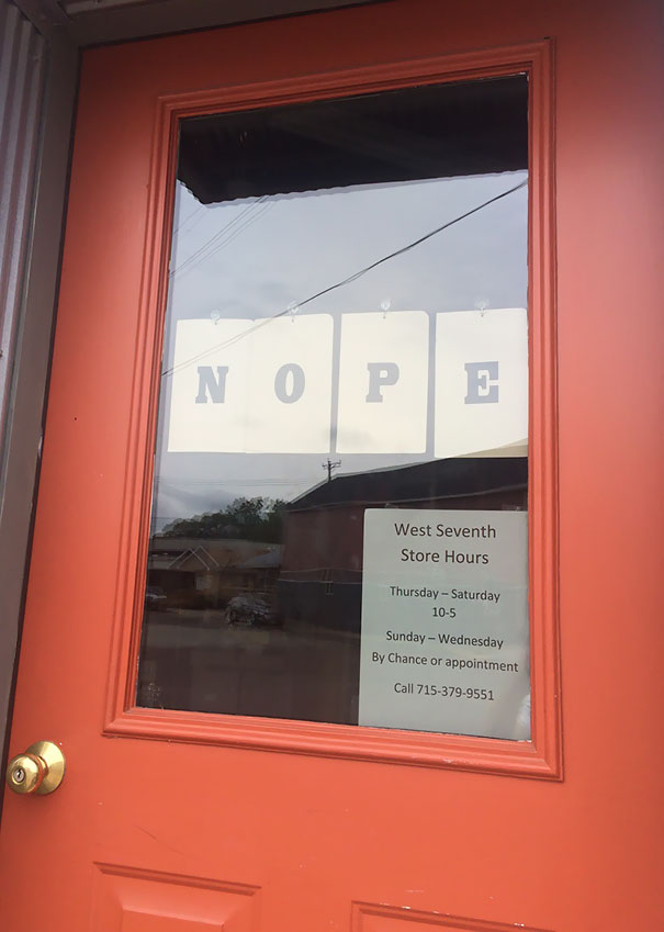 Store Has Nope Sign Instead Of Closed