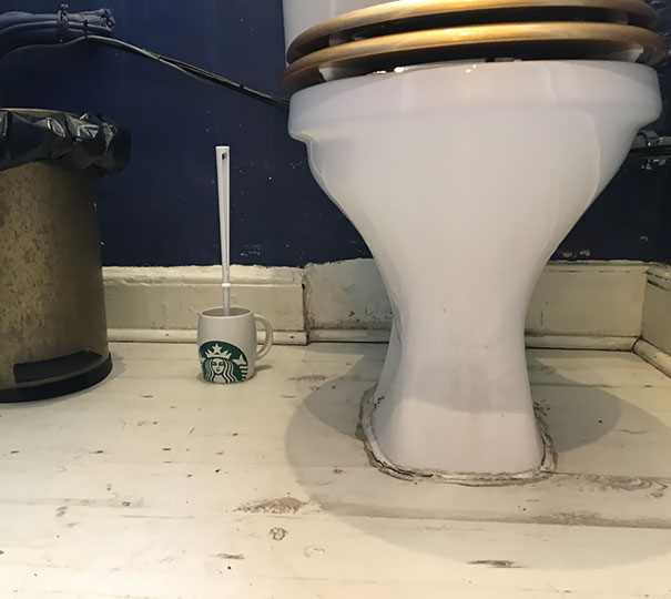 My Local Independent Coffee Shop Uses A Starbucks Mug For Its Toilet Brush Holder