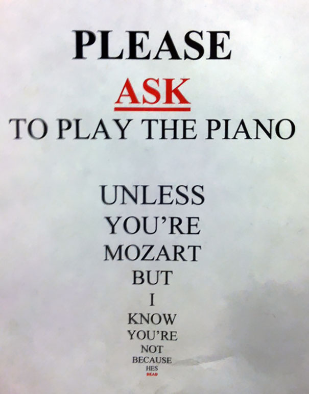 In A Local Music Shop, Taped To A Baldwin Piano