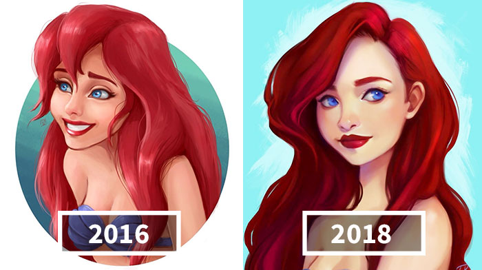 Artist Compares Her Illustrations To Show What Two Years Of Practice Can Do