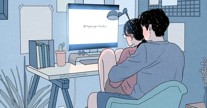 Korean Artist Illustrates The Daily Life Of A Loving Couple In An Intimate  Way | Bored Panda