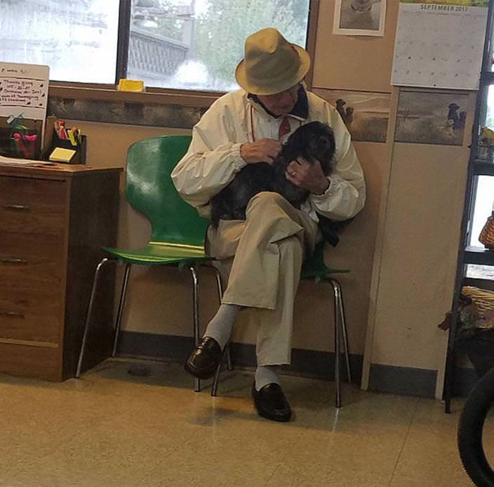 Older Gentleman Comes To Grooming Shop Just To Get Dog Snuggles. His Dog Passed Away A Couple Years Ago And His Wife Won't Allow Him To Get Another Dog Because They're Too Old For A Puppy And Can't Handle The Broken Heart Of An Older Dog