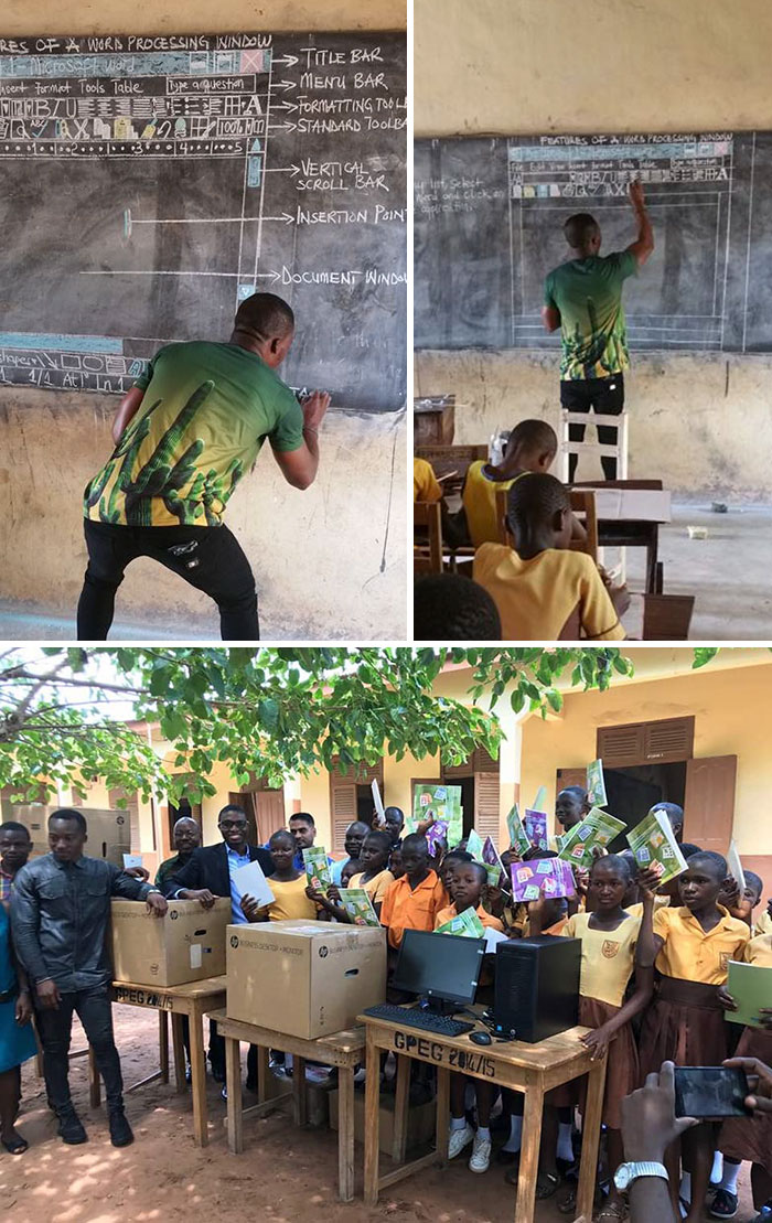 Teacher In Ghana Teaching ‘Ms Word’ On Chalkboard Went Viral And Received Overwhelming Donations From All Over The World 