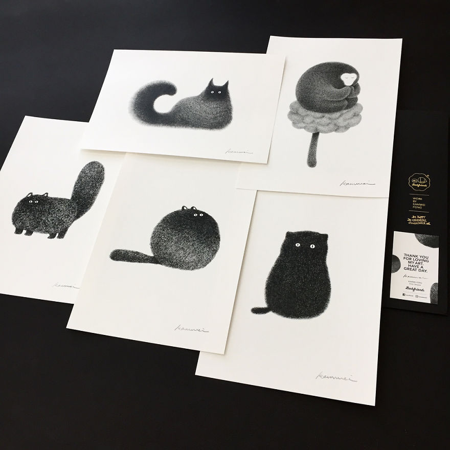 Malaysian Artist Creates Fluffy Cats Using Just Ink And The Result Looks Hauntingly Beautiful