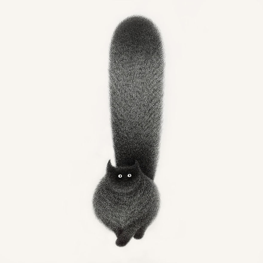 Malaysian Artist Creates Fluffy Cats Using Just Ink And The Result Looks Hauntingly Beautiful