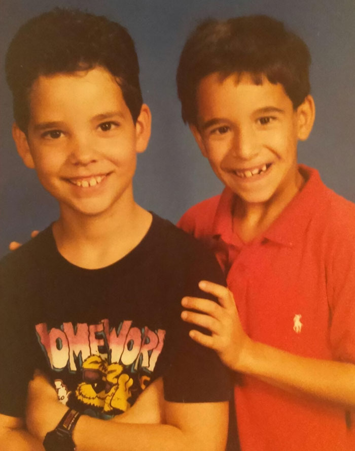 Me (In Red) And My Much More Photogenic Older Brother. Probably Around 3rd Grade