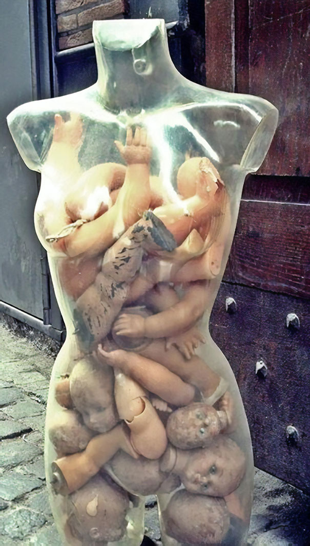 Clear Mannequin Filled With Babies. Why Not?