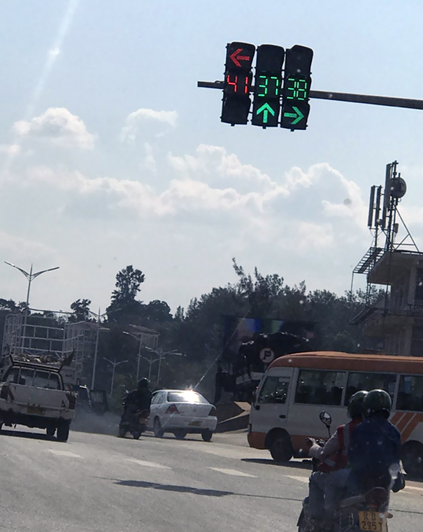 In Rwanda The Stoplights Have The Seconds Until The Light Changes On Them