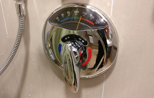 This Shower Handle Shows The Temperature Of The Water