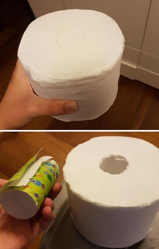 This Roll Of Toilet Paper Comes With More Paper In The Middle To "Take On The Go"