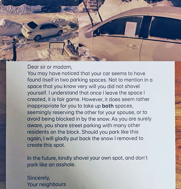My Neighbour's An A**hole. I Figured This Note Was Appropriate