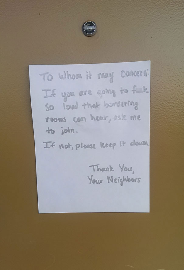 A Note From Our Dorm Room Neighbors