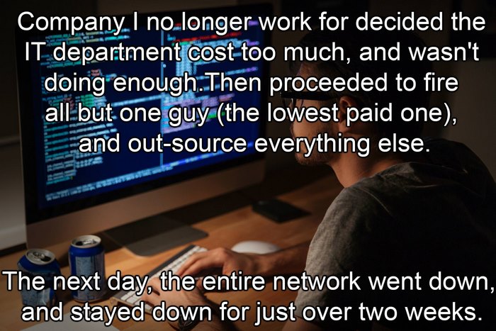 Company I No Longer Work For Decided The It Department Cost Too Much, And Wasn't Doing Enough