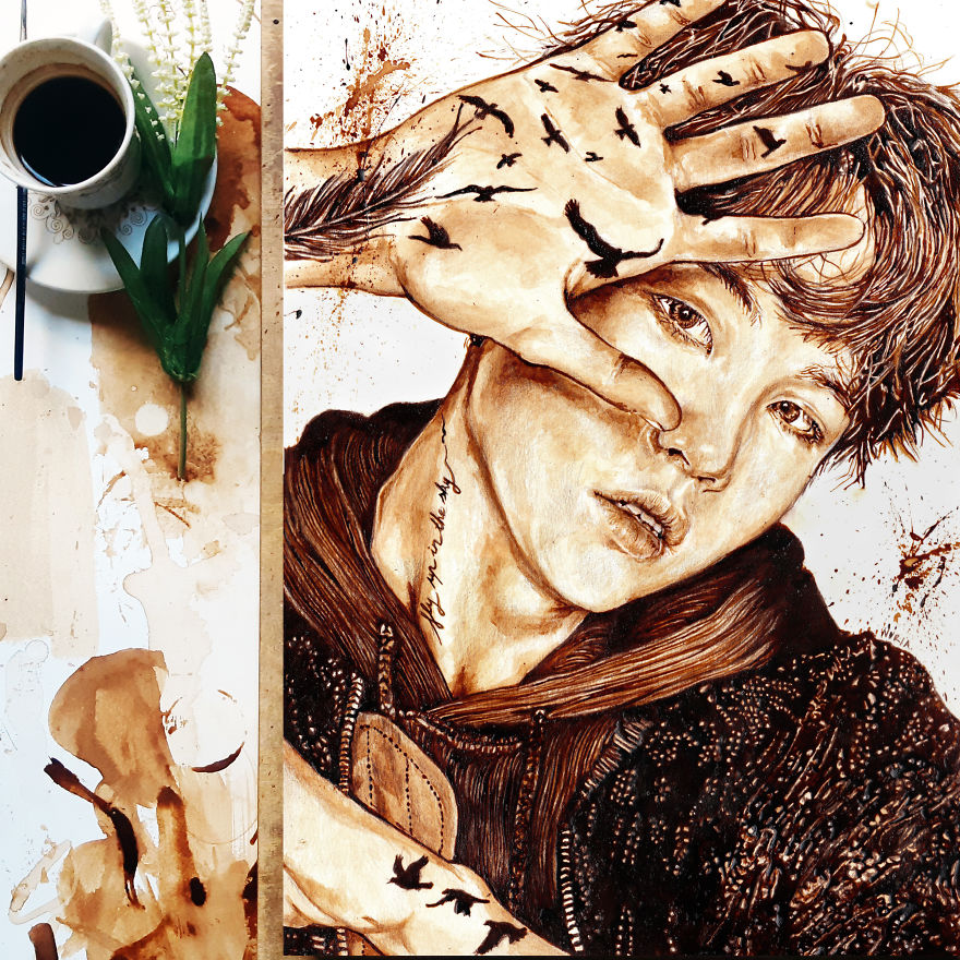I'm Back At Drawing With Coffee Illustrations Of Bts