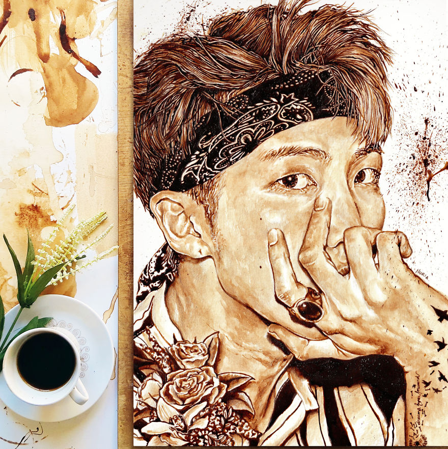 I'm Back At Drawing With Coffee Illustrations Of Bts