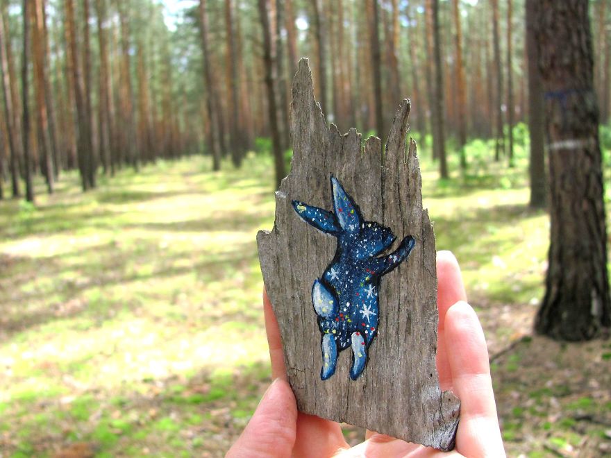 I Love To Paint On Wood Pieces Found During My Forest Wanderings.