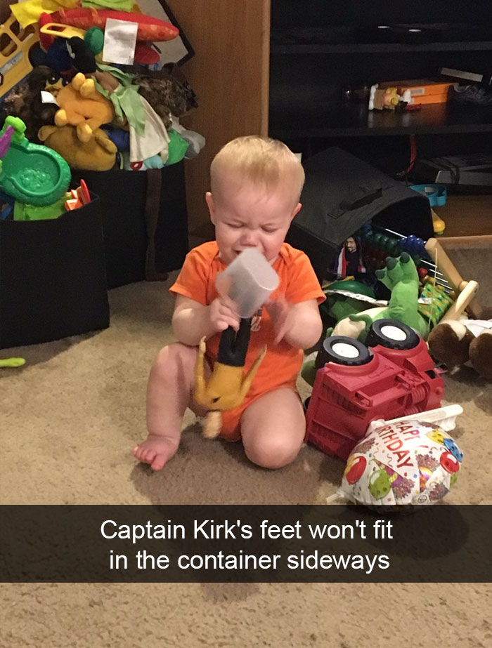 Captain Kirk's Feet Won't Fit In The Container Sideways