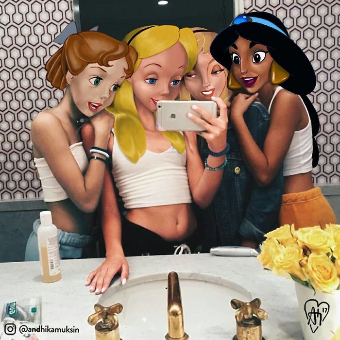 Artist Photoshops Disney Princesses Into Celebrity Photos