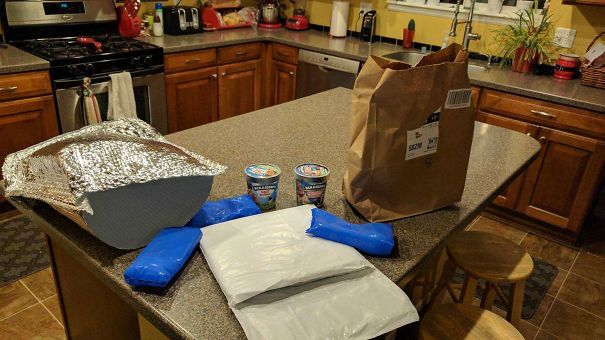 Amazon Prime Now Is Cool And All, But This Is A Lot Of Packaging For Two Pints Of Ice Cream