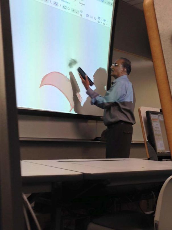 One Of My Professors Thought The Screen Was A Whiteboard