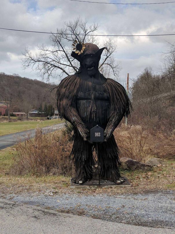 Found This Giant Holding A Mailbox