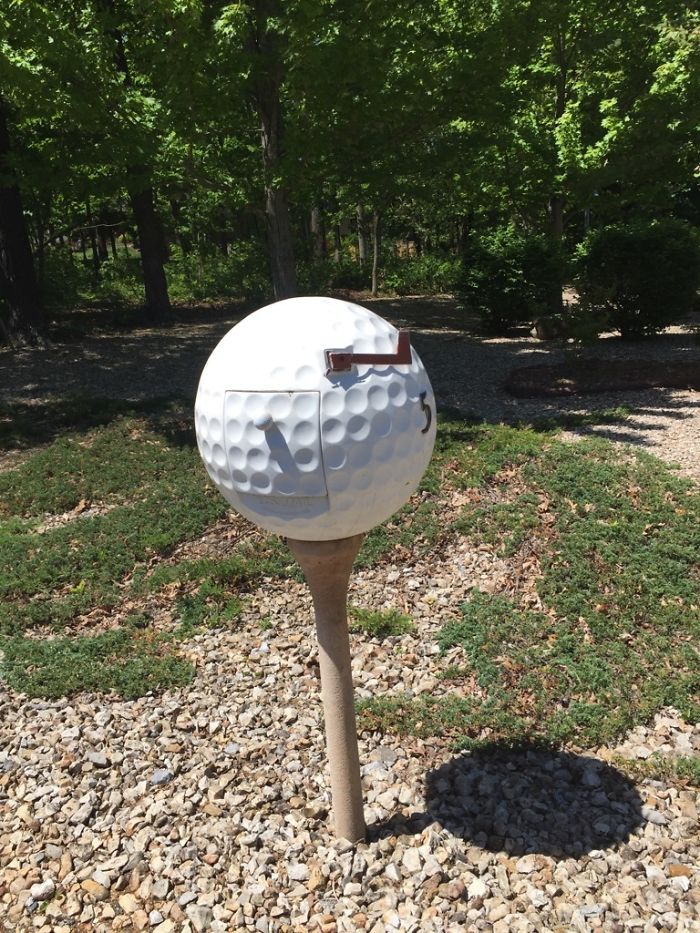 Mailbox Of A Customer's House I'm At Today. I Think He Might Be A Golf Fan