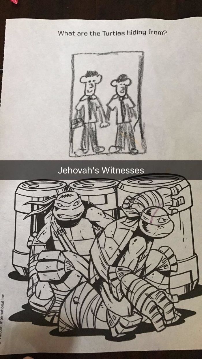 Coloreando con mi hijo. ¿De qué se esconden las tortugas? De los testigos de Jehová, claro